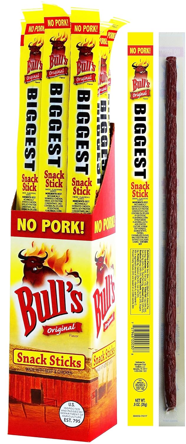 Bull's Original 0.9oz Snack Sticks 24 Count Box A310017