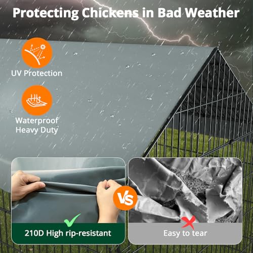 PawGiant Chicken Coop Run Pen for Yard with Cover Outdoor Metal Portable J3683