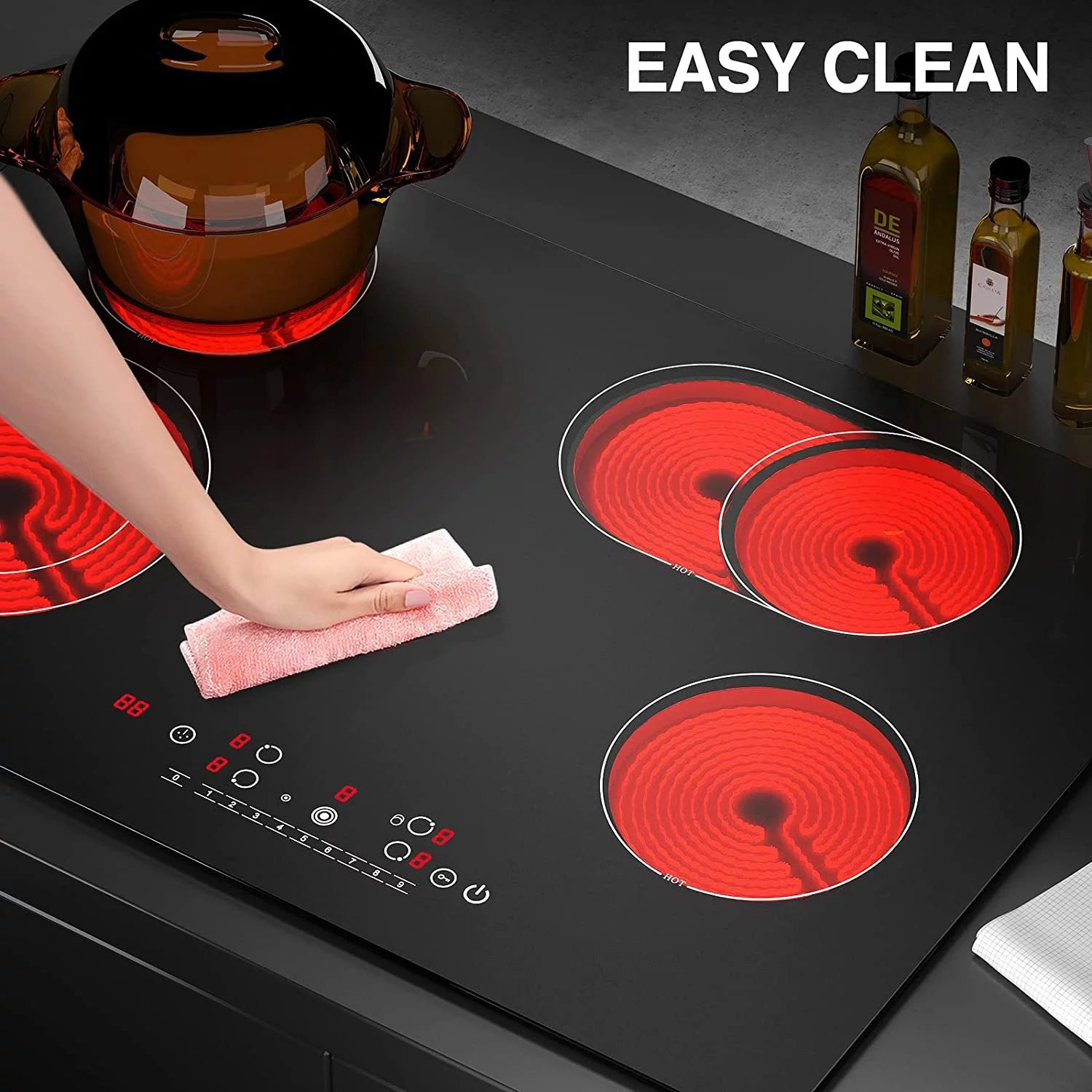 30 Inch Built-in Electric Cooktop with Touch Screen and Safety Lock B74537