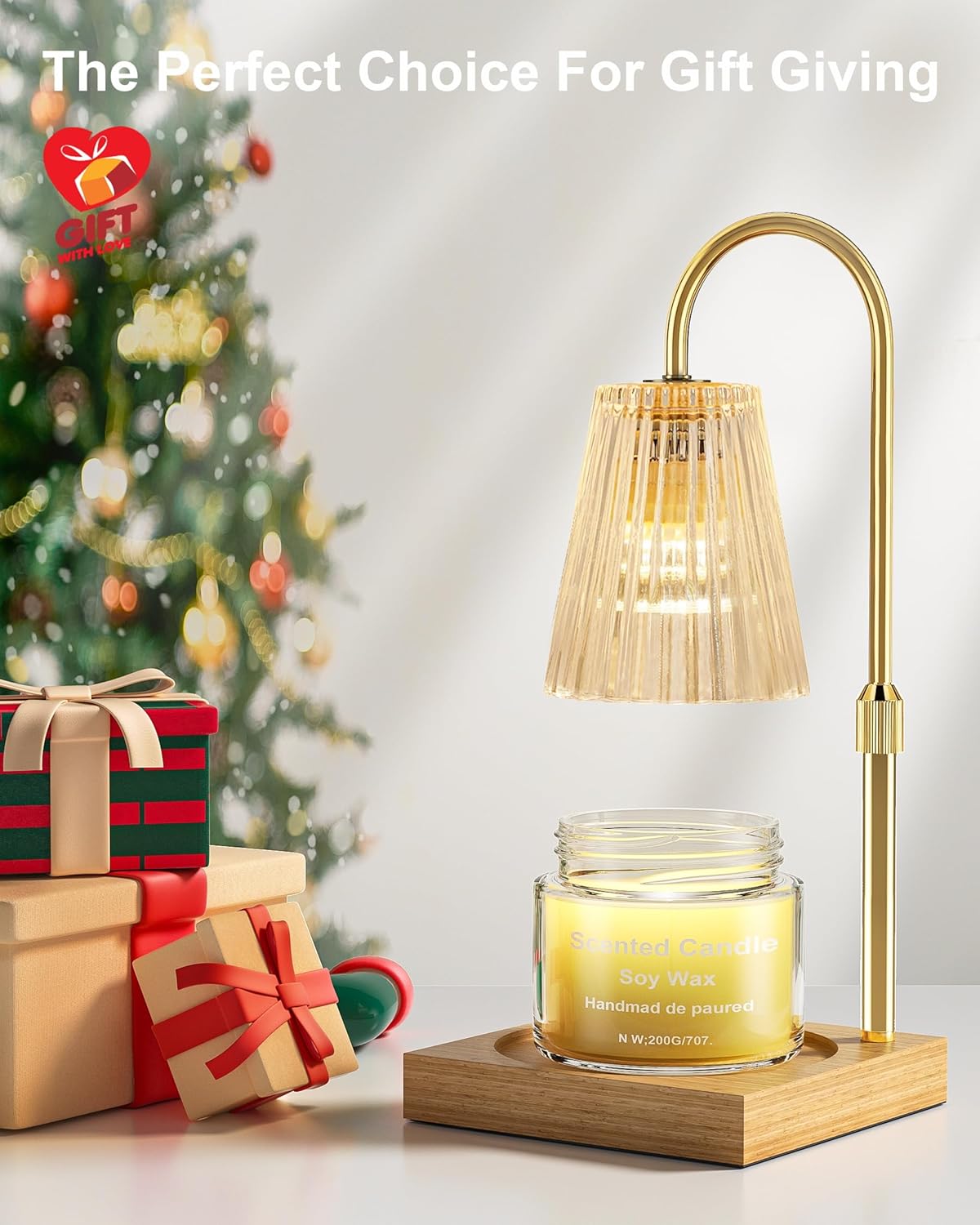 Candle Warmer Lamp with Timer, Dimmable, Adjustable Height, 2 Bulbs Included N209501