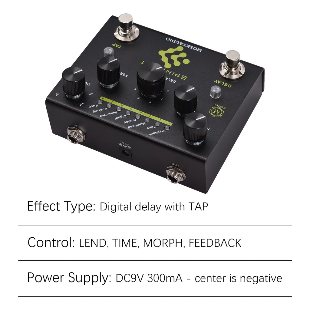 MOSKYAudio SPINDRIFT Guitar Pedal with 8-Mode Delay Selection F985