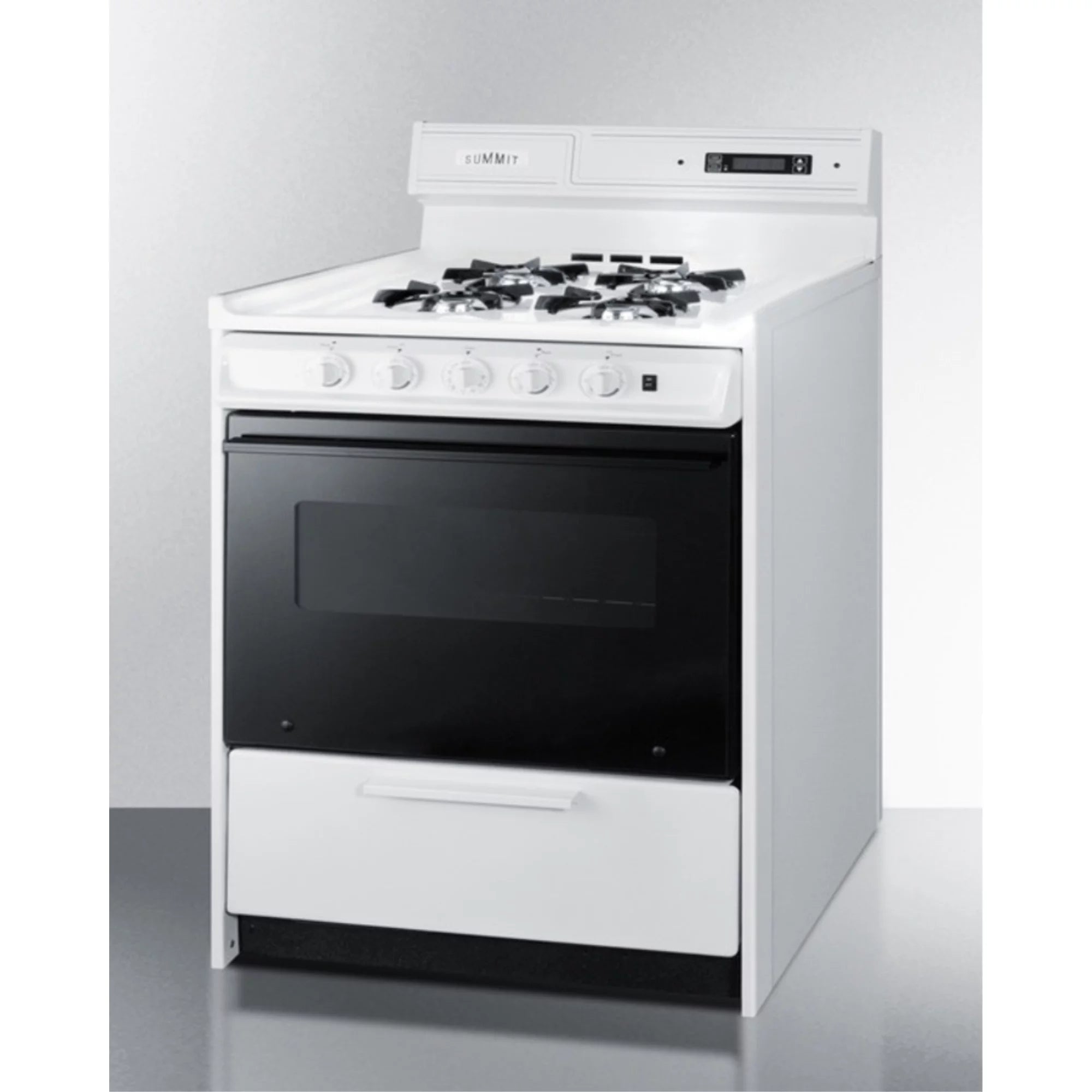 30" Gas Range in White with Open Burners and Oven Window B8032