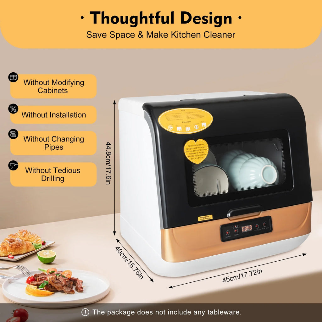 1200W Countertop Dishwasher Portable with 4 Programs T918