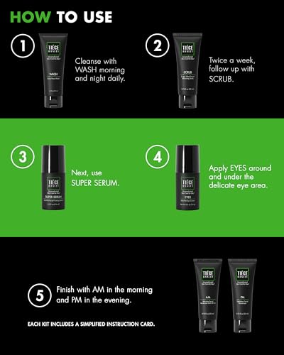 Tiege Hanley Men's Skin Care Set Level 3 with Face Wash, Scrub, Moisturizer, Eye Cream & Serum N18990