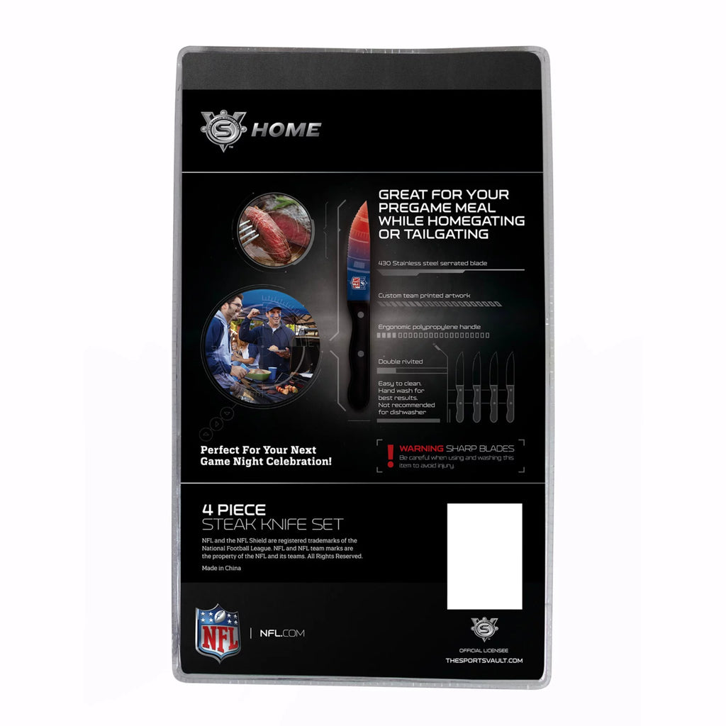 NFL Kansas City Chiefs 4-Piece Stainless Steak Knife Set by The Sports Vault O602