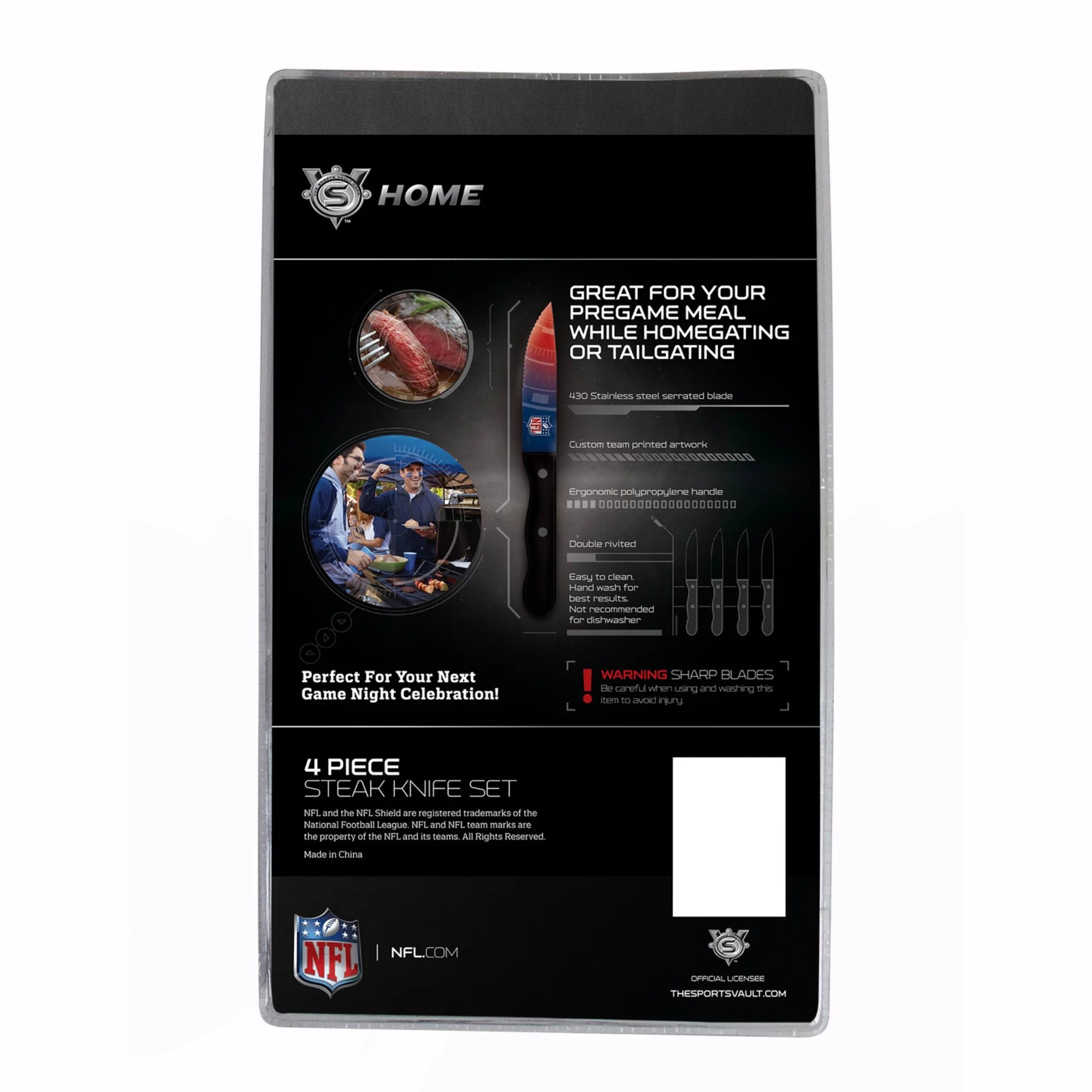NFL Kansas City Chiefs 4-Piece Stainless Steak Knife Set by The Sports Vault O602