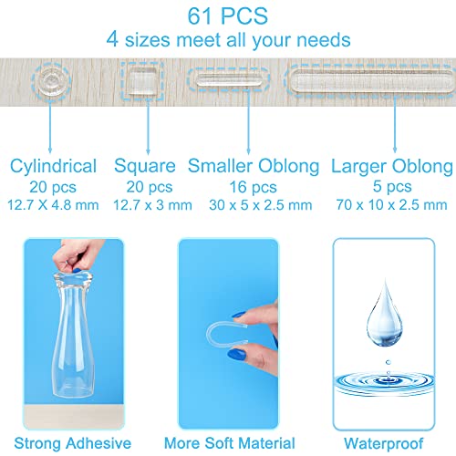 Cabinet Door Bumpers, 122 PCS Clear Self-Adhesive Rubber Pads, Multi-Shape F35531
