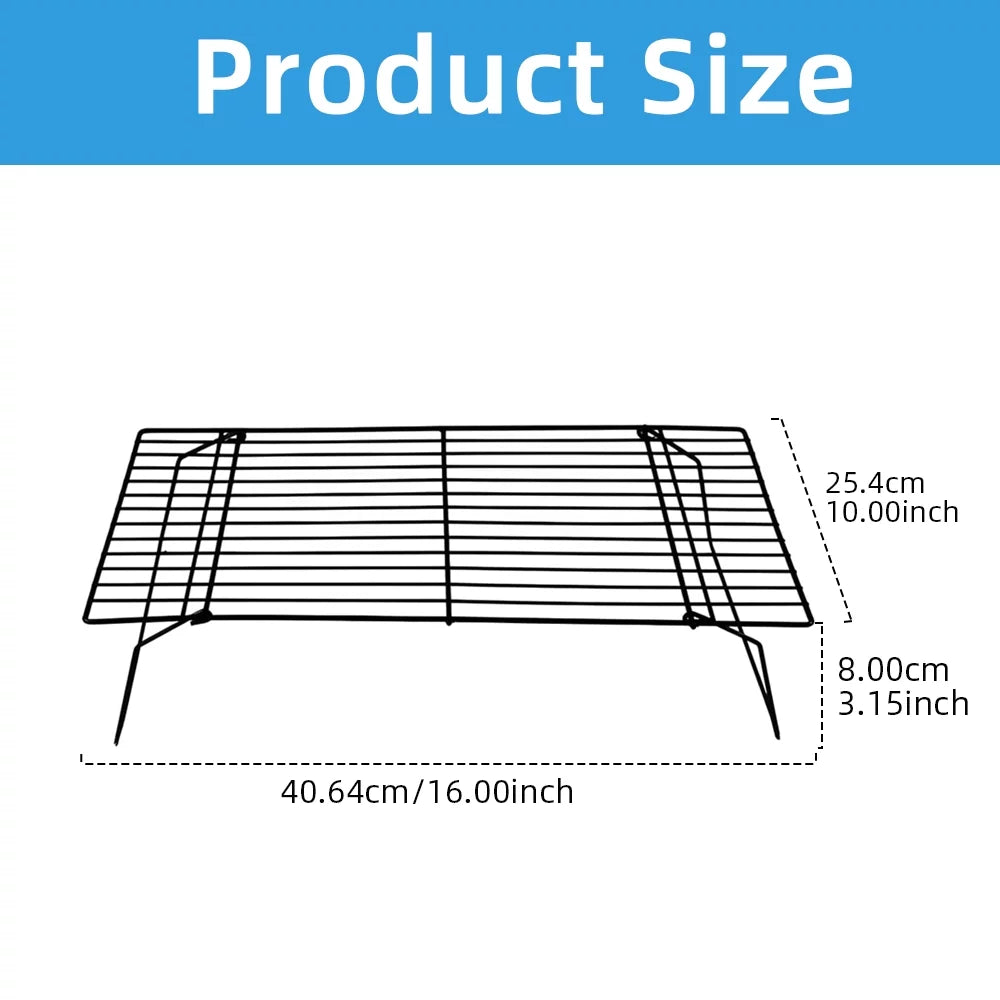 3-Tier Stackable Stainless Steel Cooling Rack with Folding Legs, 15"x10" Q505867