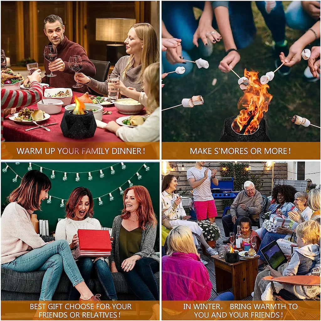 Concrete Tabletop Fire Pit Bowl Indoor Outdoor Portable S47487