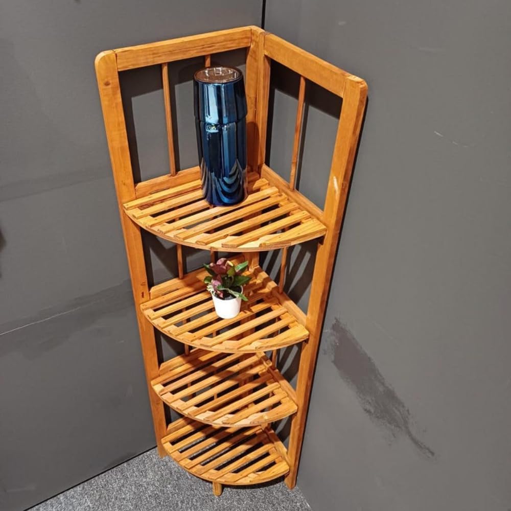 4-Tier Open Wooden Corner Bookshelf, 11" W x 43" H C756