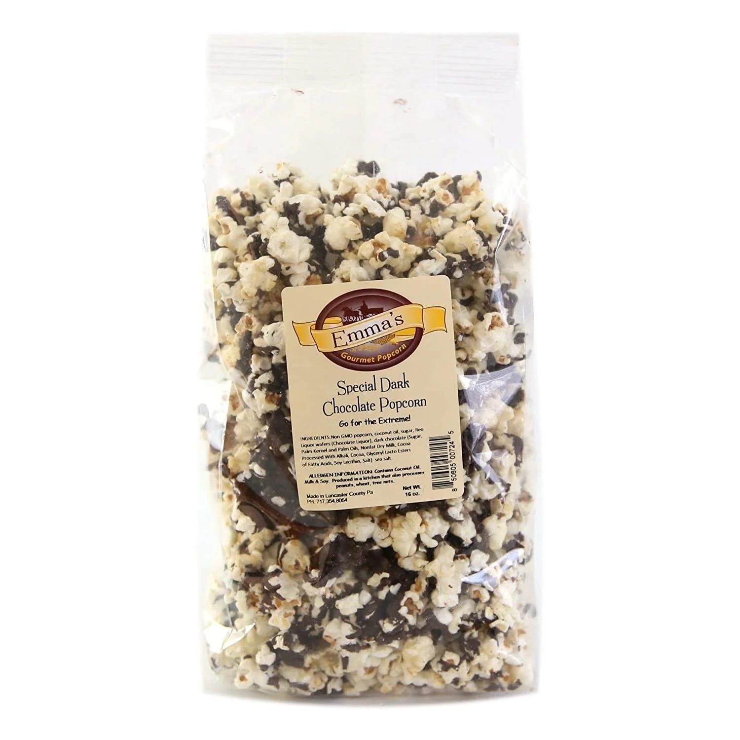 Emma's Gourmet Popcorn Special Dark Chocolate, 16 Oz. Bag C4986