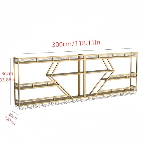 79/94/118" Metal Wall Mounted Wine Rack with LED Light, Black with Blue LED, 3 Tier V78079
