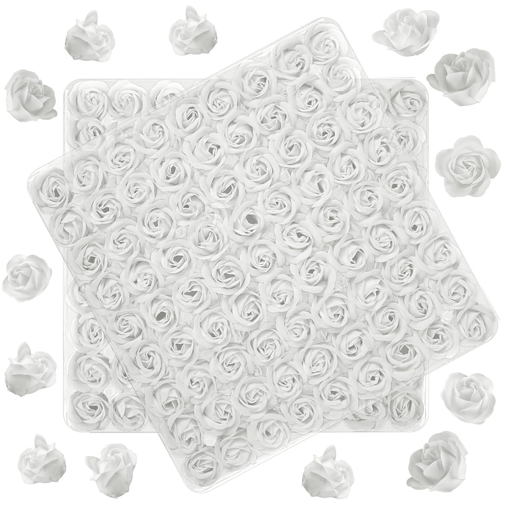 Lounsweer 162 Pcs Rose Flower Soap Floral Bath Soap Floral Scented Rose Petal Bouquet Flower Soap Rose Petals Body Soap for Mother's Day Wedding Birthday Baby Shower (White)