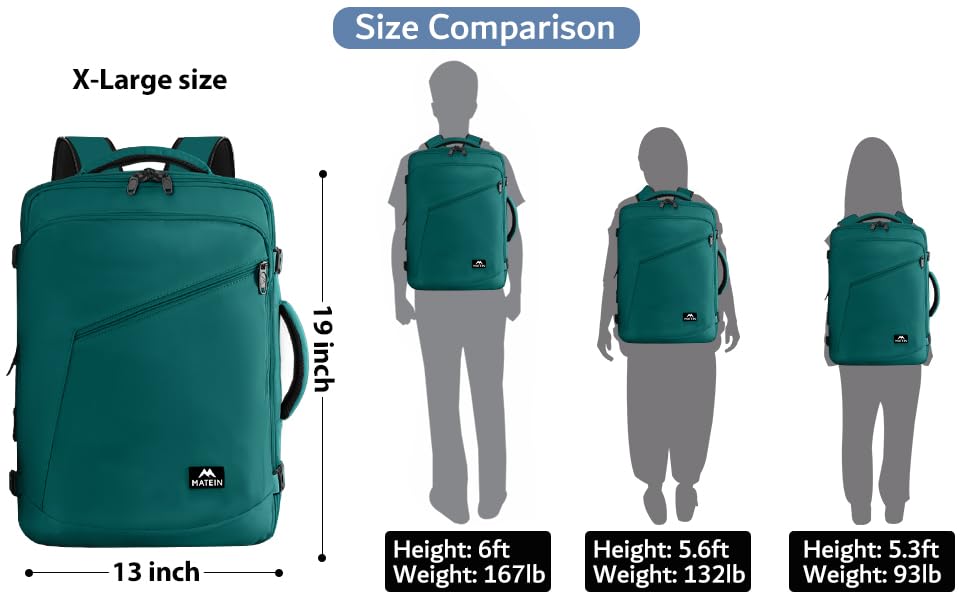 MATEIN Travel Backpack 27L Lightweight Expandable Waterproof Black G845