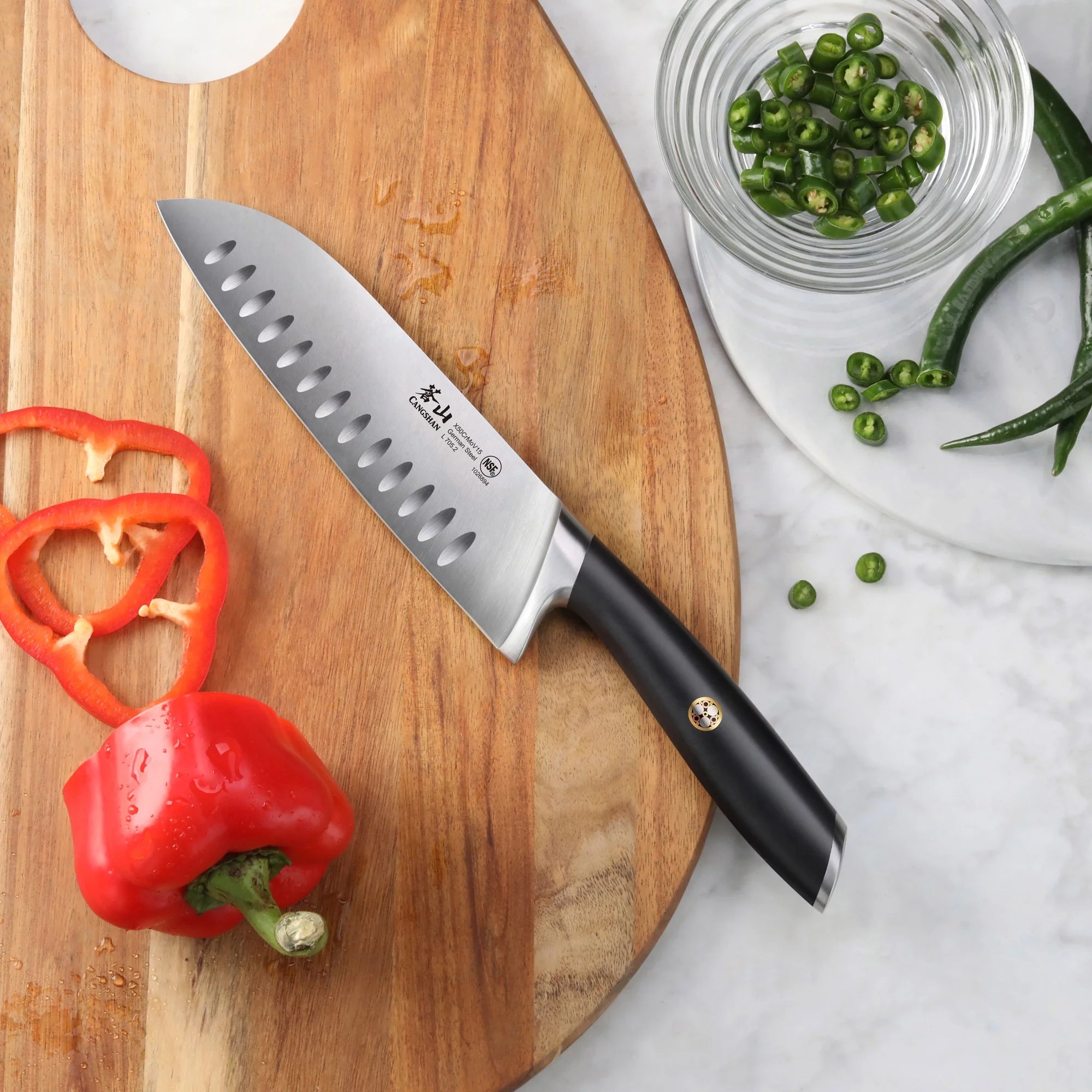 Cangshan L Series 7" Santoku Knife, Black A666222