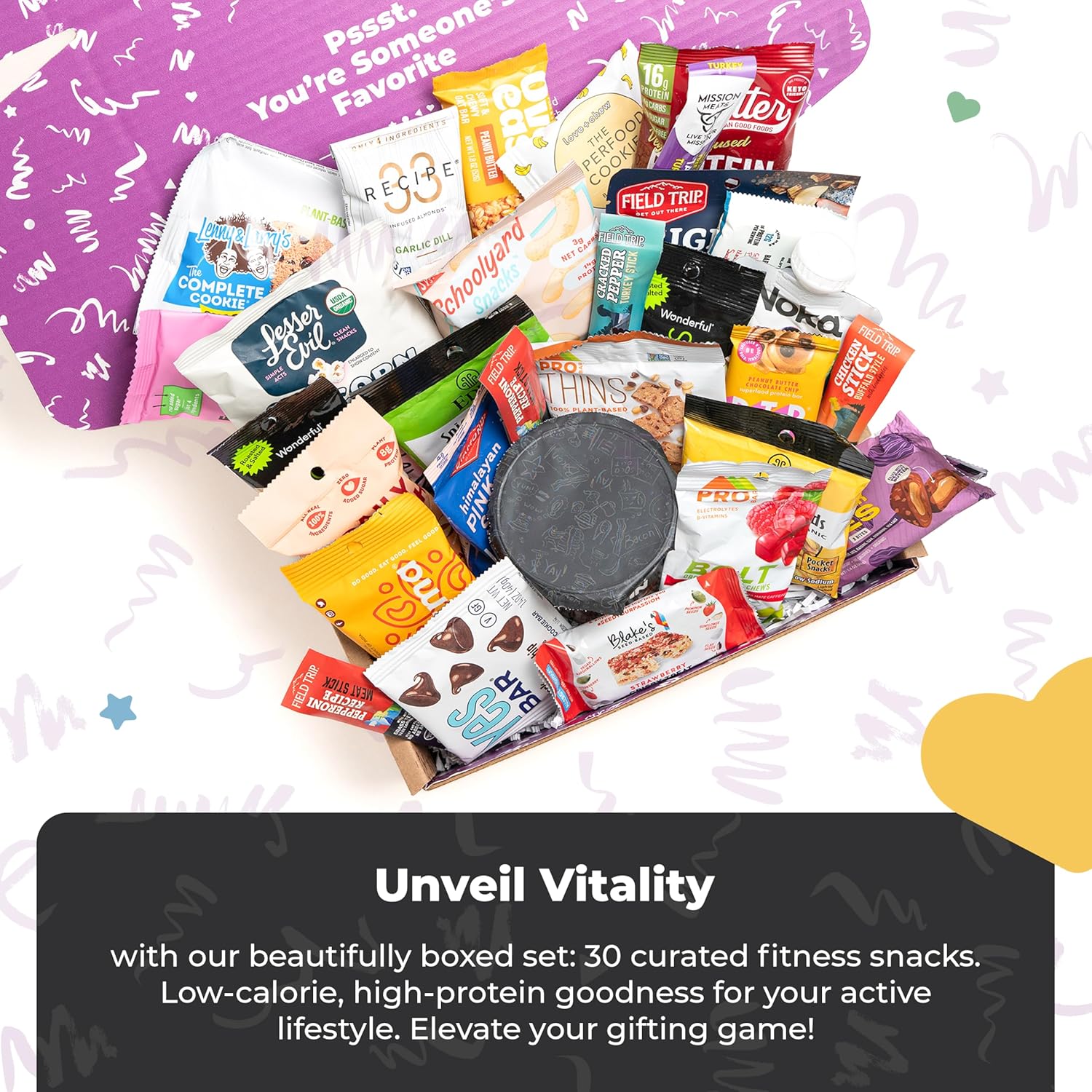 High Protein Snack Box: Protein Bars, Cookies, Granola, Jerky & Nuts H53319