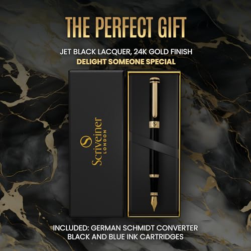 Scriveiner Black Green Fountain Pen with Chrome Finish, Schmidt Nib Medium Y421885