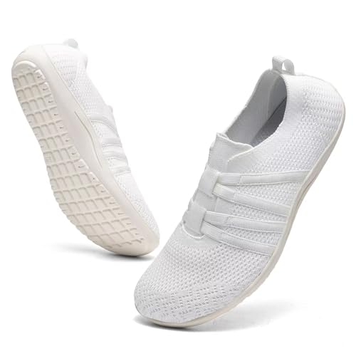 Women's Minimalist Barefoot Walking Shoes Wide Toe Box Flats Lightweight Trail Running Gym Athletic Sneakers