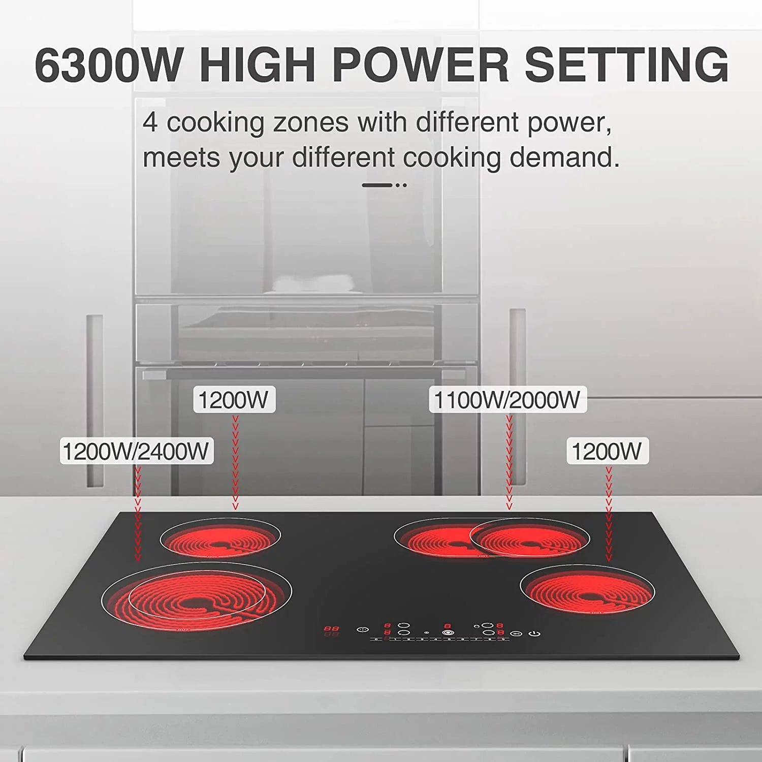 30 Inch Built-in Electric Cooktop with Touch Screen and Safety Lock B74537