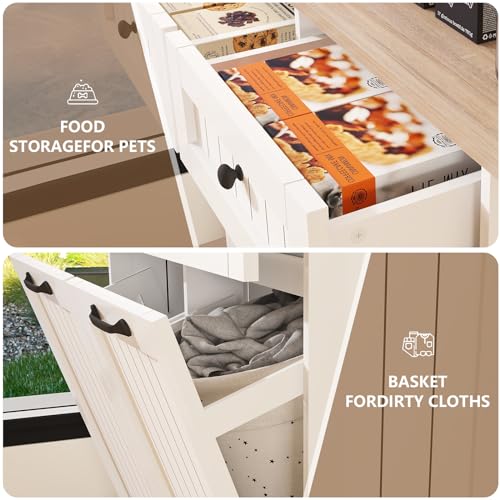 HTK Double Tilt Out Trash Cabinet for Kitchen, White N961663