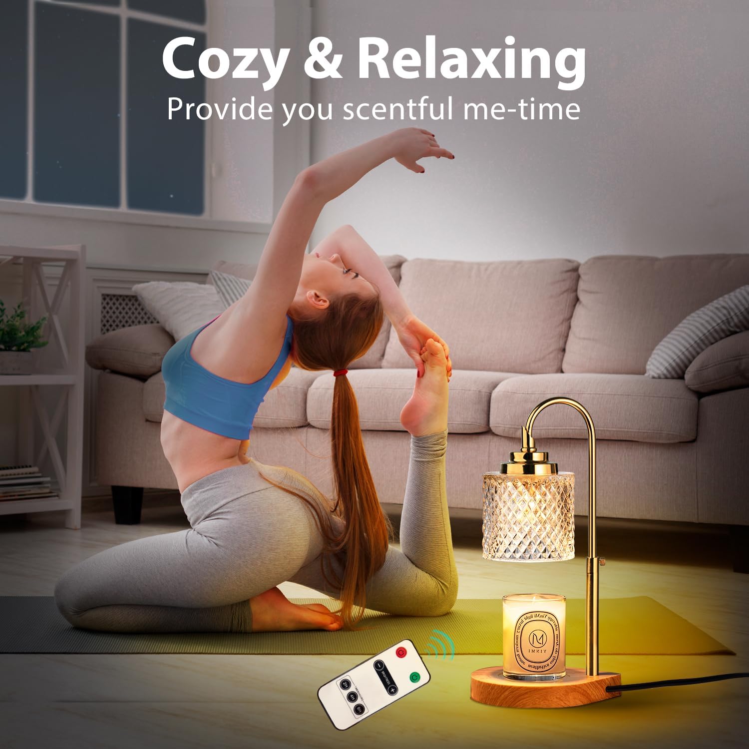 Candle Warmer Lamp with Remote Control, Dimming & Timer, Height Adjustable, 2 Bulbs N1077