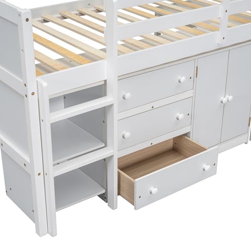 Full Size Platform Bed with Storage Headboard and Charging Station, White L555667