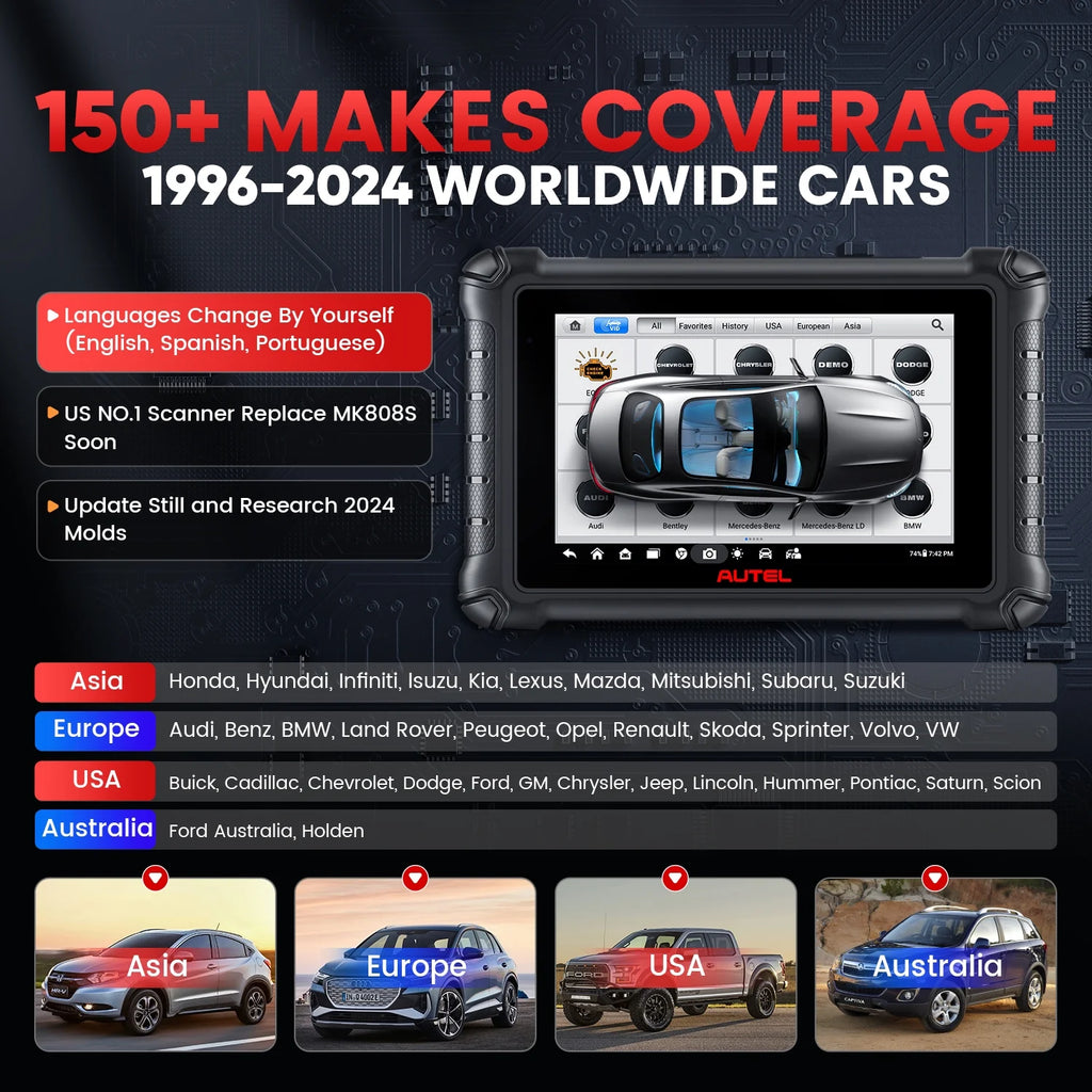 Autel MaxiCheck MX900 Car Diagnostic Scan Tool with Bidirectional Control and 40+ Resets Q6086