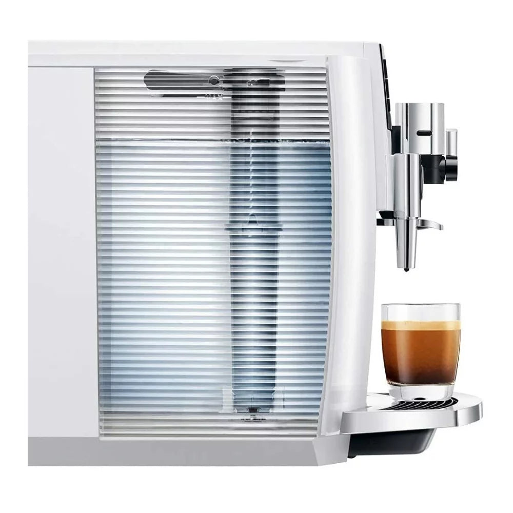 Jura E8 Automatic Espresso Machine Piano White with Glass Milk Container Z627