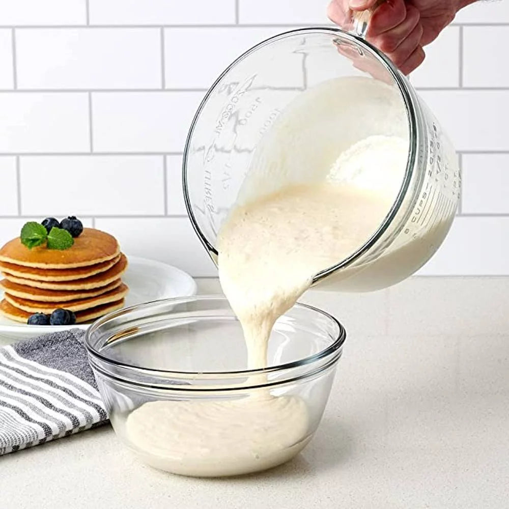 Anchor Hocking Glass Batter Bowl with Blue Lid, 2 Quart S6852