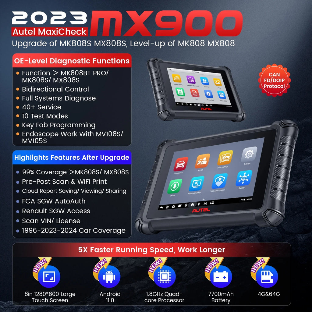 Autel MaxiCheck MX900 Car Diagnostic Scan Tool with Bidirectional Control and 40+ Resets Q6086
