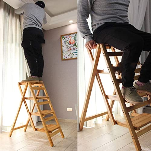 Wooden Folding Step Stool 3 Step Ladder for Home, Library and Office B158982