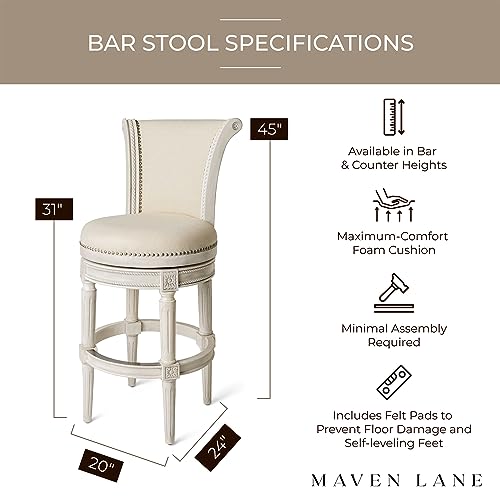 Maven Lane Pullman 31 Inch Upholstered Barstool with Back, Weathered Oak, Set of 3 B7188