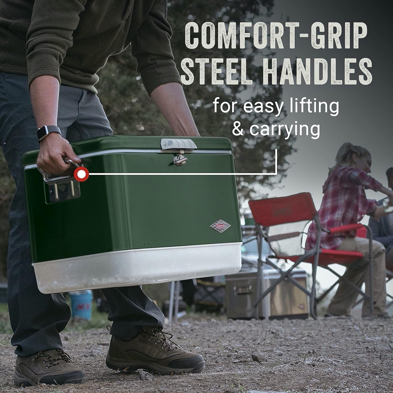 Coleman Steel-Belted 54-Quart Cooler for Camping, Insulated Portable Ice Chest I368