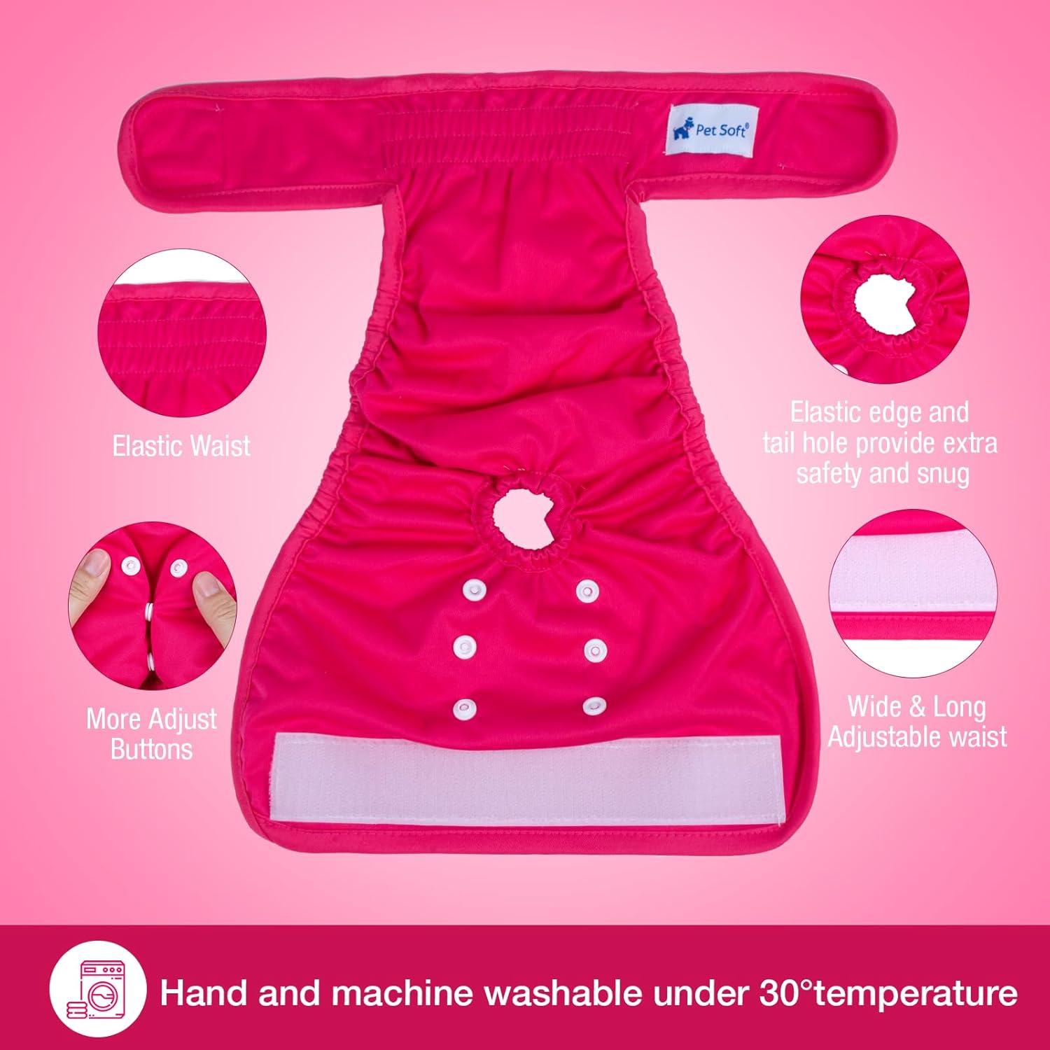 Pet Soft Washable Female Dog Diapers (3 Pack) - Classy, S B5789