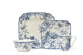 222 Fifth Adelaide Square Porcelain Dinnerware Set, 16-piece, Blue Toile