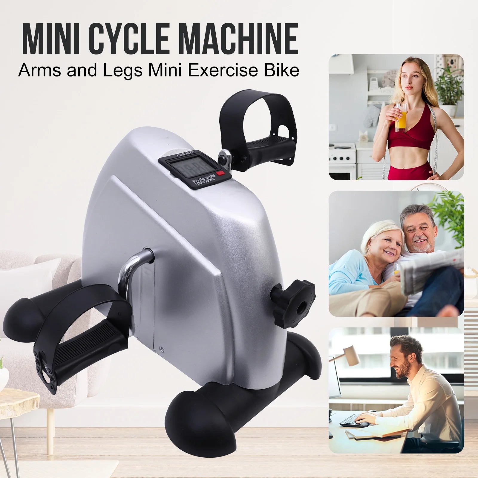 Under Desk Bike Pedal Exerciser with LCD Display for Arm and Leg Exercise H131900