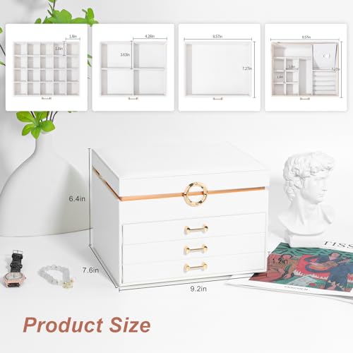 Jewelry Box with 4 Drawers for Women, Black H96916