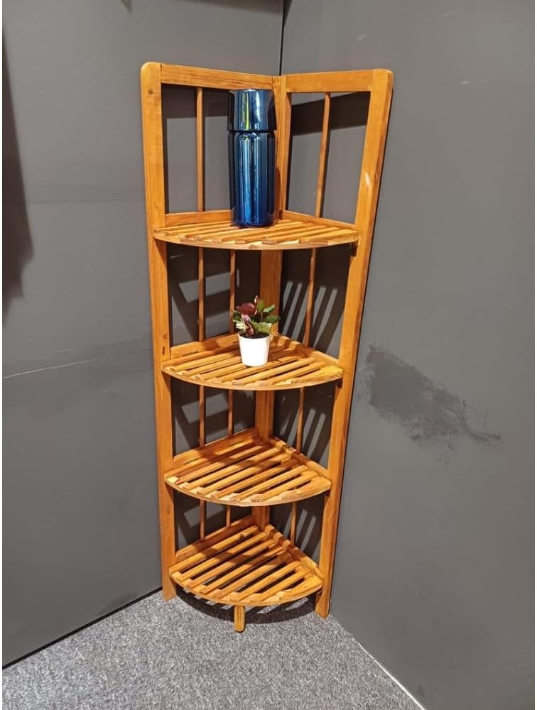 4-Tier Open Wooden Corner Bookshelf, 11" W x 43" H C756