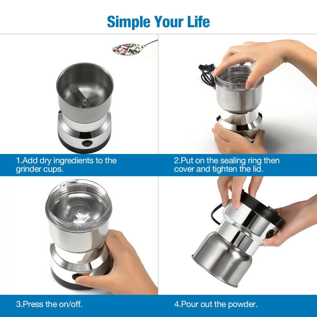 Stainless Steel Electric Coffee Grinder for Beans Spices and Nuts C8189