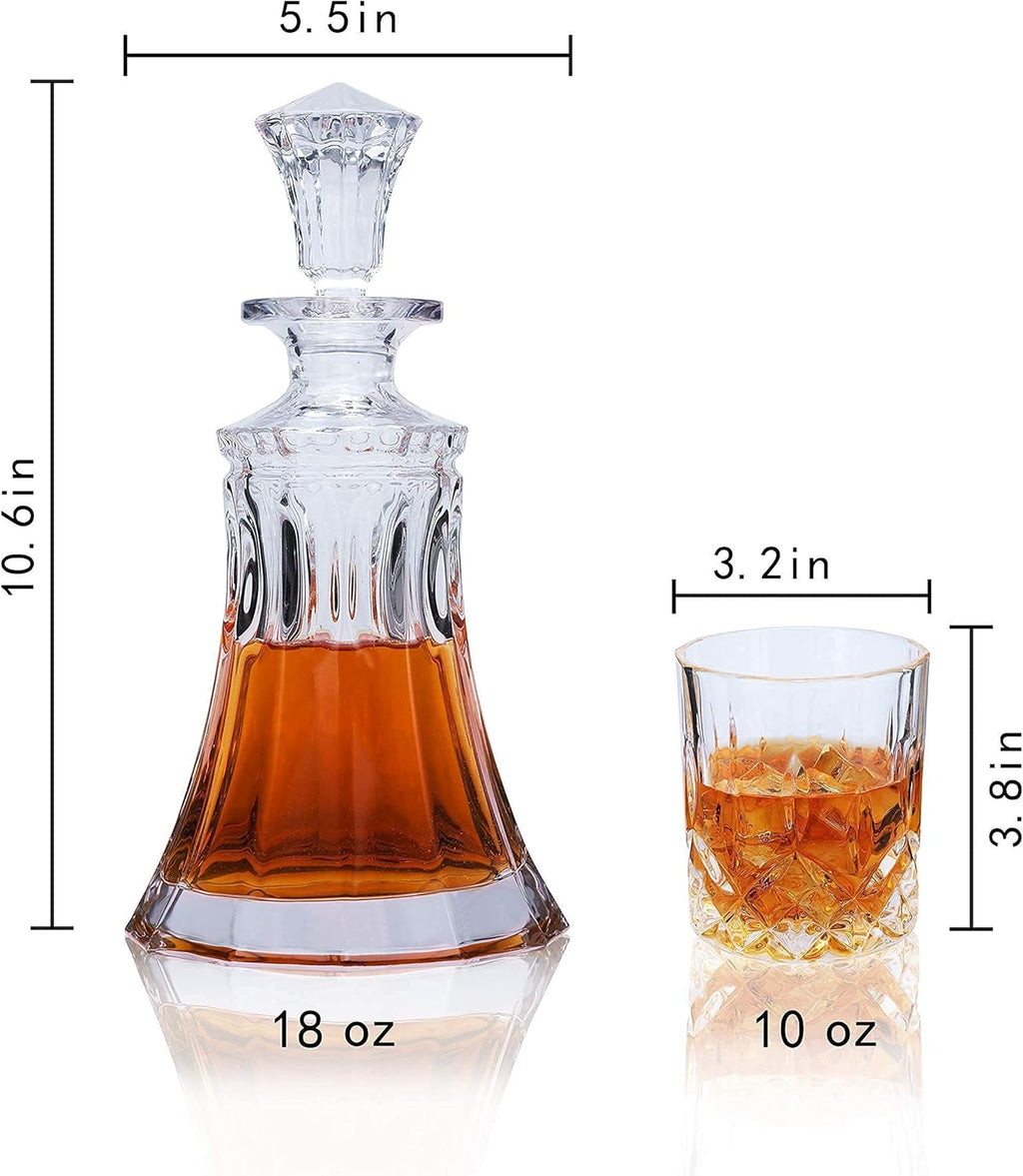 KANARS Whiskey Decanter Set with 4 Glasses, Crystal, 9-Piece G1717