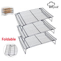 3-Tier Stackable Cooling Racks with Folding Legs for Cooking and Baking Stainless Steel Oven & Dishwasher Safe Cooking Rack 15"x10" x3" in