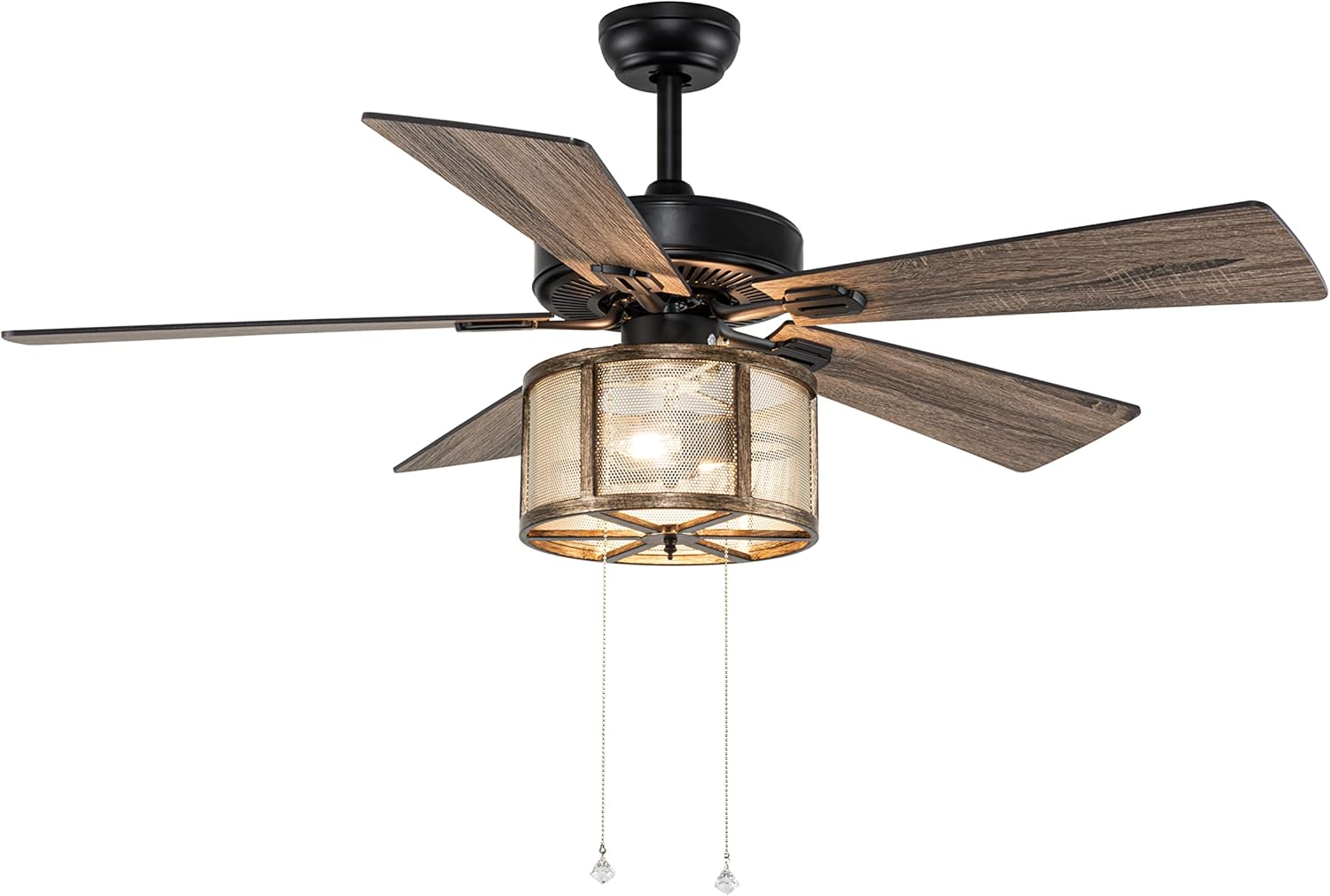 52" Farmhouse Ceiling Fan with Lights and Remote, Matte Black B733