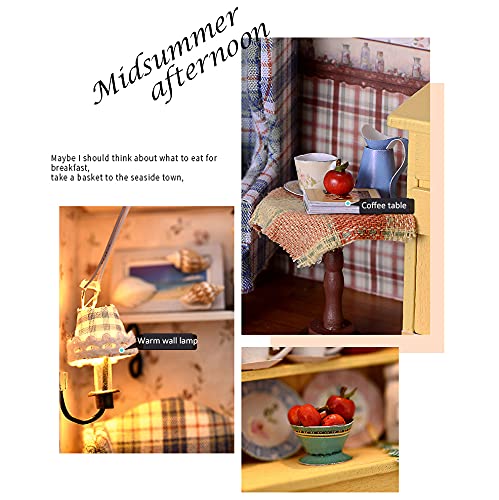 Kisoy Dollhouse Miniature with Furniture Kit, Handmade DIY House Model for Teens Adult Gift M30855