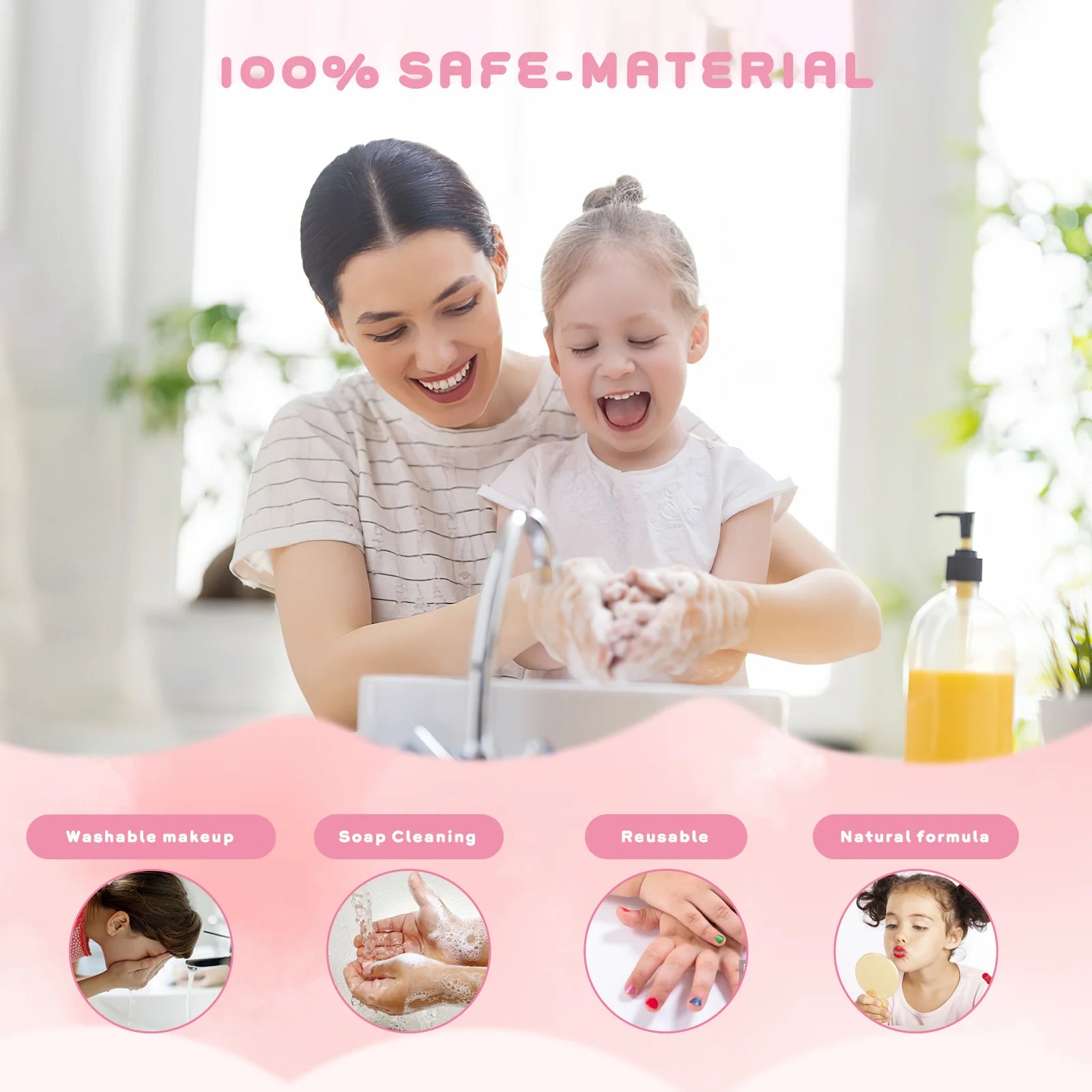 Welltop Kids Makeup Kit Toys for Girls 90 Pcs Washable Play Set H8334