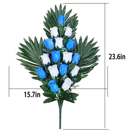 2 Sets Artificial Cemetery Flowers with 2 Nail Vases, Outdoor Grave Decorations L71549