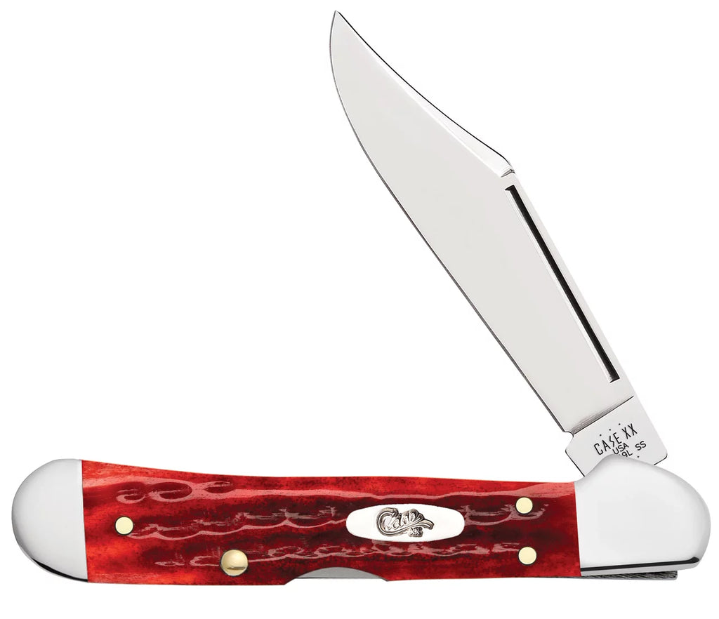 CASE 10307 Pocket Worn 3.63" Blade Red Bone Handle Mini Copperlock Knife