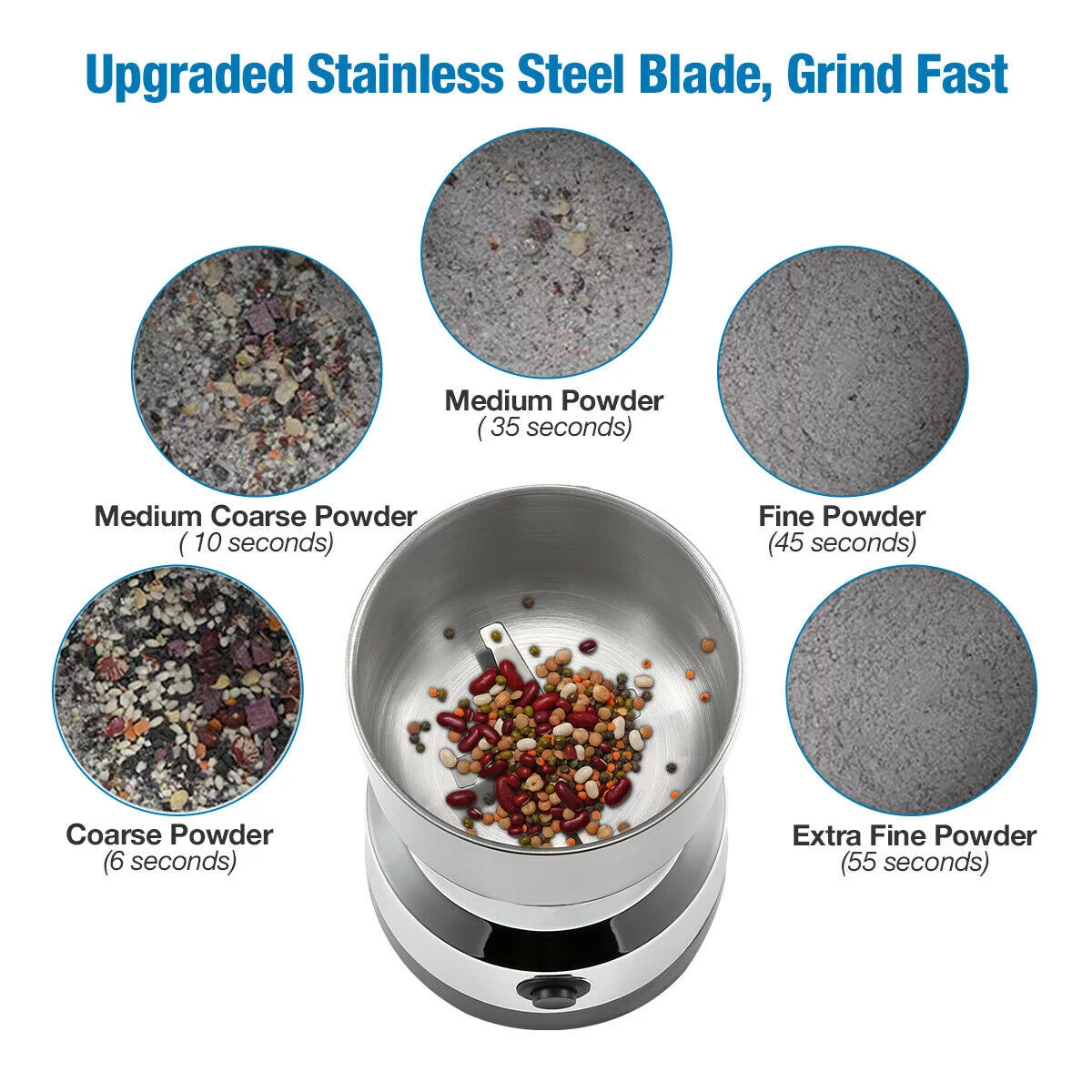 Stainless Steel Electric Coffee Grinder for Beans Spices and Nuts C8189