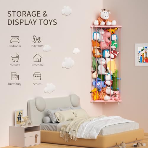 Corner Stuffed Animal Storage Organizer for Kids Room, Space Black A768