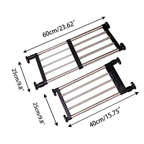 Hershii Expandable Closet Tension Shelf Rod Adjustable Metal Storage Rack, Black A674