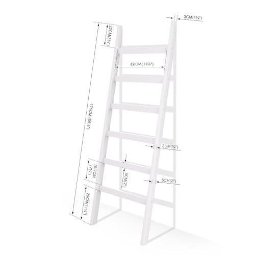 White 6-Tier Bamboo Blanket Ladder Rack P619974